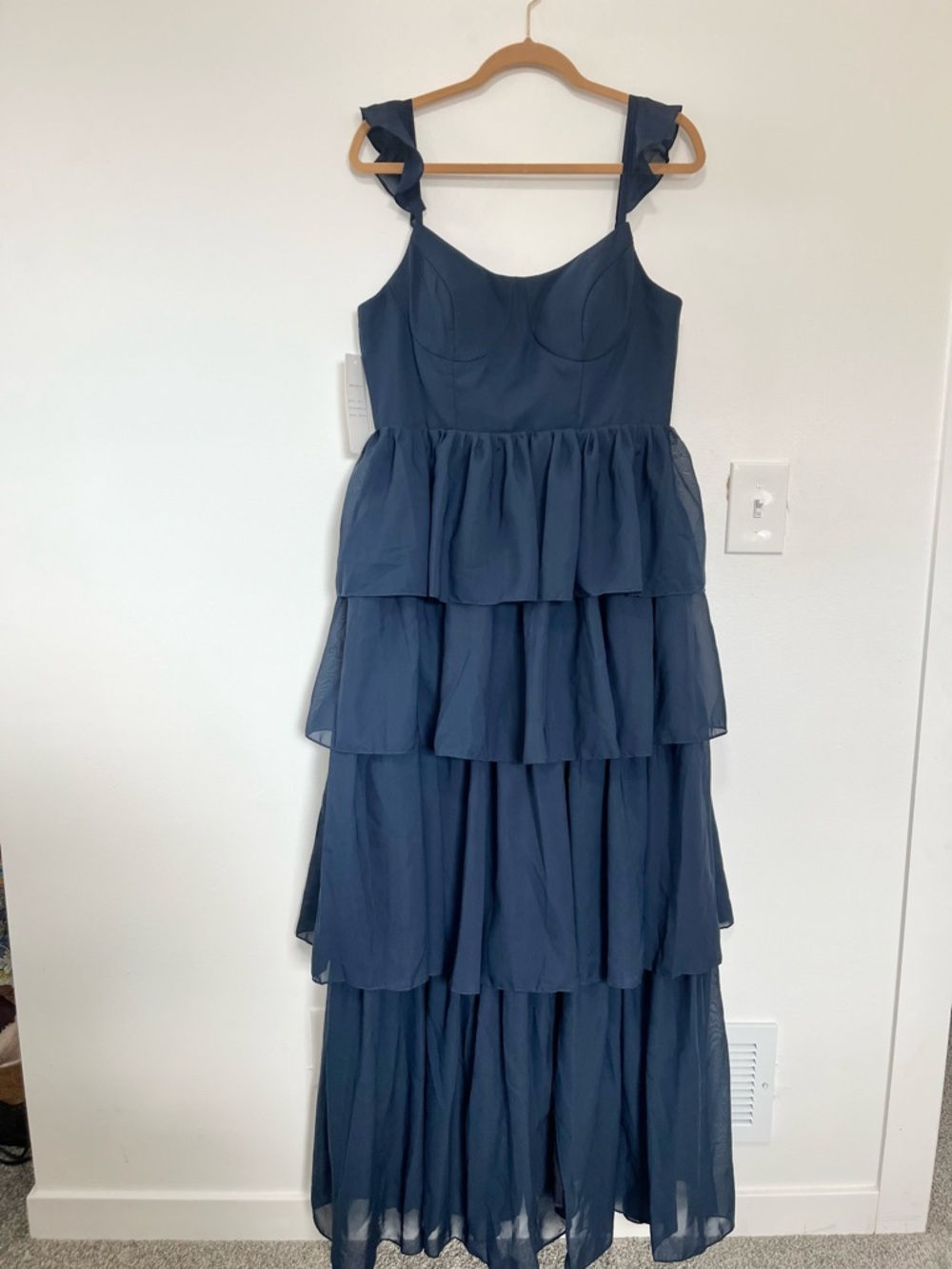 NWT Navy Blue Sleeveless Ruffle Bridesmaid Dress- Size 10